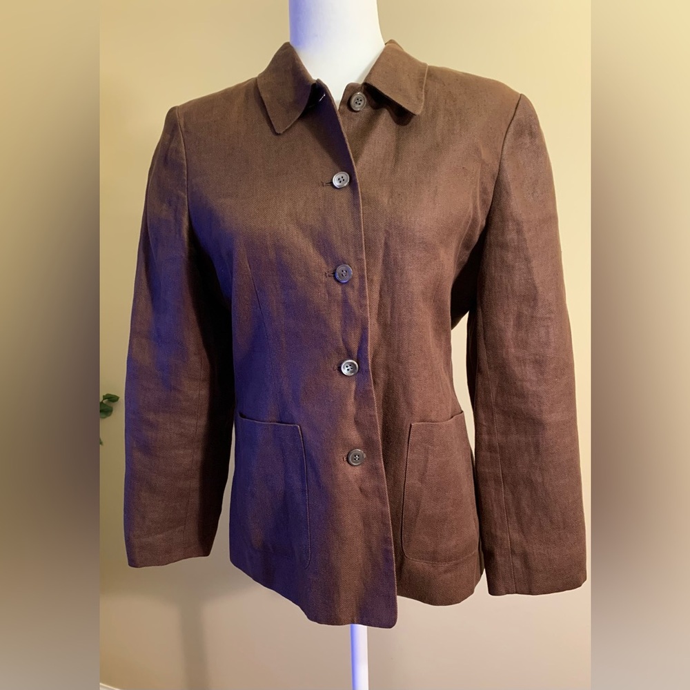 EUC Blazer: 100% Irish Linen, Longer Length, Patch Pockets, Button-Up